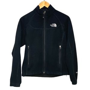 North Face Windwall Fleece Zip Front Jacket Womens Small S Black Coat Logo